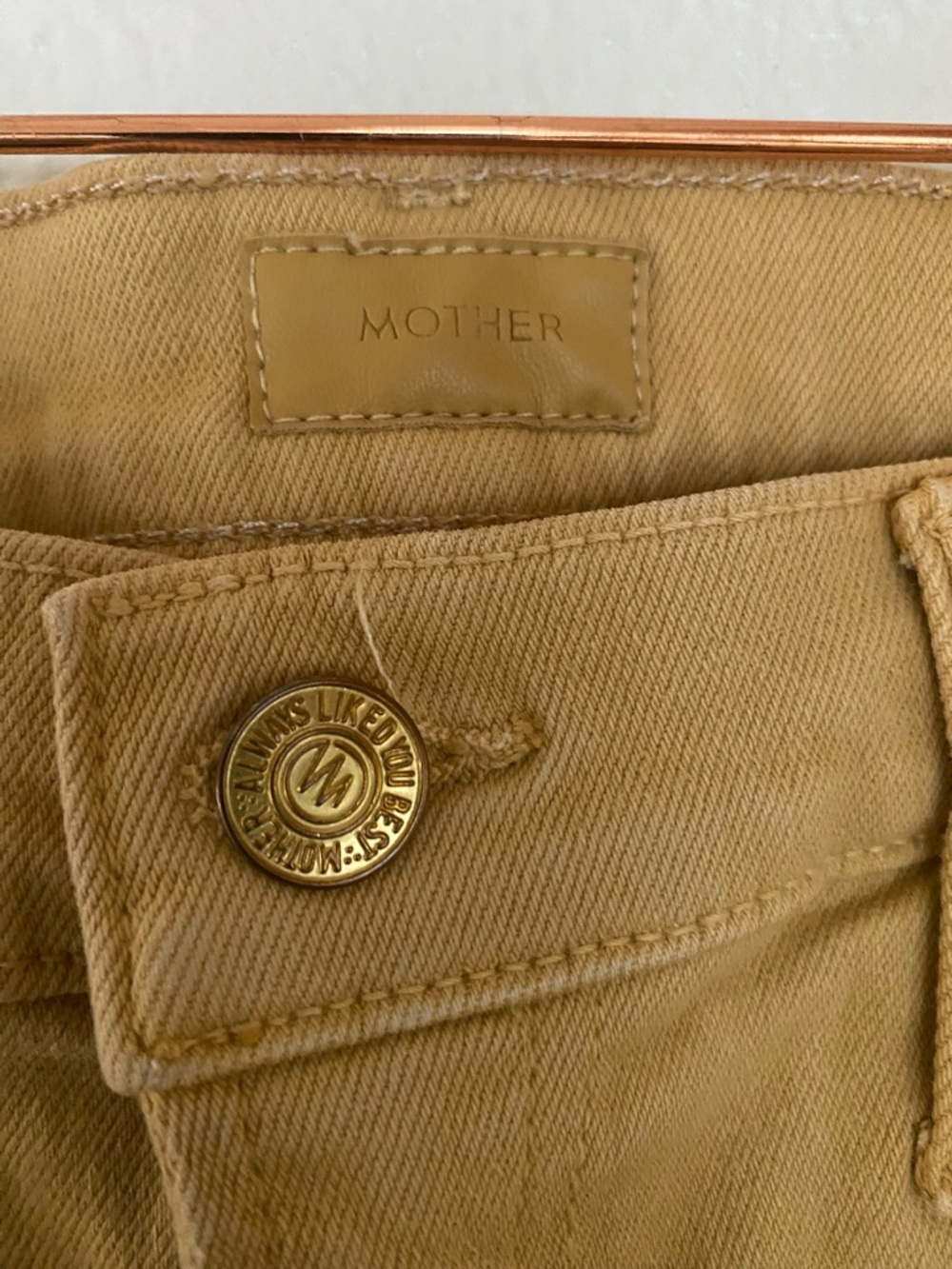MOTHER The hustler ankle fray denim jeans tinsel mustard yellow gold - Picture 9 of 13